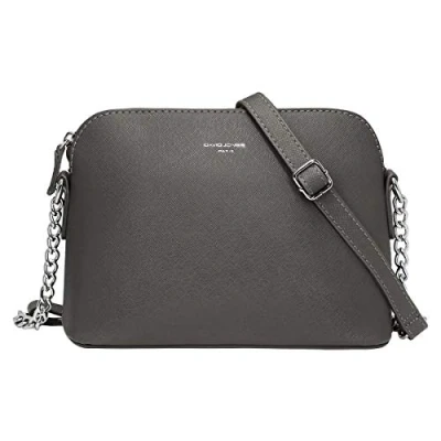 Afbeelding van David Jones Dames Kleine Crossbodytas Ketting Schoudertas Handtas PU Leer Ritssluiting Messenger Tassen Vrouwen Citytas Avondtas Crossover Bag Reis Mode Zilver