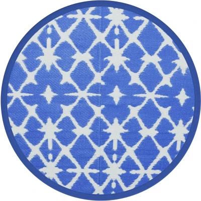 Afbeelding van Buitenkleed Ø200 cm polypropeen blauw en wit