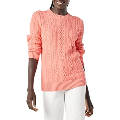 Afbeelding van Amazon Essentials Dames Fisherman Cable Lange Mouw Crewneck Trui (Verkrijgbaar in Grote Maat), Koraalroze, 6X