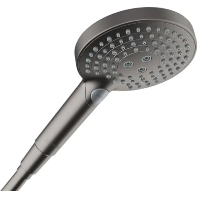 Afbeelding van hansgrohe Raindance Select S 26516340 Waterbesparende douchekop 5,7 l/min (EcoSmart+), handdouche met 3 straalsoorten (incl. PowderRain), douchecabine, antikalkfunctie, geborsteld zwart chroom