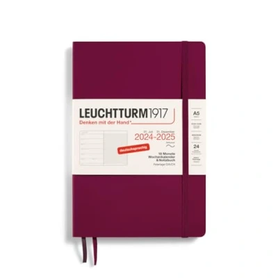 Afbeelding van LEUCHTTURM1917 370621 weekkalender &amp; notitieboek medium (A5) 2025, 18 maanden 07.2024 12.2025, softcover, port rood, Duits