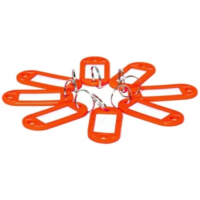 Afbeelding van D.RECT 10 stuks sleutelhangers, kunststof sleutelhangers met lussen, sleutelhanger venster, gepersonaliseerde sleutelhanger, rood
