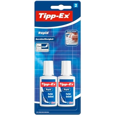 Afbeelding van BIC 8871661 Tipp Ex Rapid, 2 x 25 ml correctievloeistof, correctievloeistof met sponzen voor nauwkeurige reparatie
