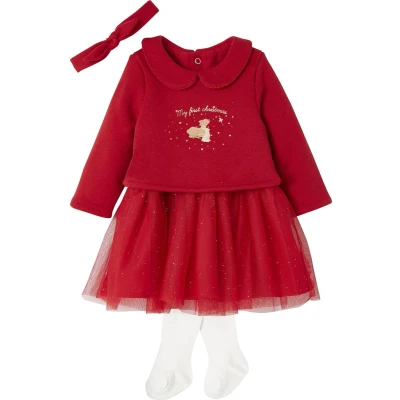 Afbeelding van Vertbaudet Kerstset voor baby&#039;s: jurk, hoofdband en maillot