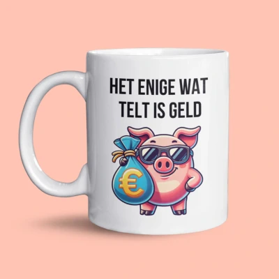 Afbeelding van NietMokken.nl Grappige Mok &quot;Het Enige Wat Telt is Geld&quot; Humor Cadeau voor Werk, Ondernemers en Geldwolven Koffiebeker Vaatwasser Magnetronbestendig Keramische tas 325ml
