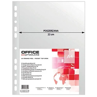 Afbeelding van OFFICE PRODUCTS 21141115 90 transparante hoezen, PP, A4, generfd 50 Stuk transparant