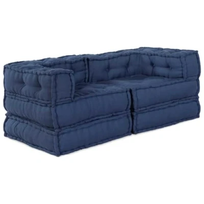 Afbeelding van vidaXL Poef Set van 2 Indigo Katoen 70 x 54 cm Poefs Vierkant
