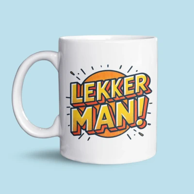 Afbeelding van NietMokken.nl Grappige koffietas &quot;Lekker Man!&quot; Keramische beker en mok Humor cadeau voor koffie of theeliefhebbers Origineel verjaardag, vrienden op kantoor Beide zijden bedrukt 325ml Vaatwas magnetronbestendig