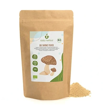 Afbeelding van IDDA Herbal Organisch shiitake poeder (250 g) gemalen champignons van organische teelt 100% natuurlijk en puur veganistisch