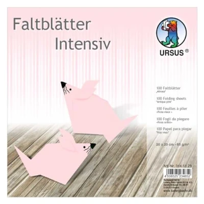 Afbeelding van Ursus 3145129 vouwbladen effen intensief, oudroze, ca. 20 x cm, 65 g/m², 100 vellen, van posterpapier, doorgeverfd, voor kleine en grote origami kunstenaars, ideaal veelzijdige knutselwerk