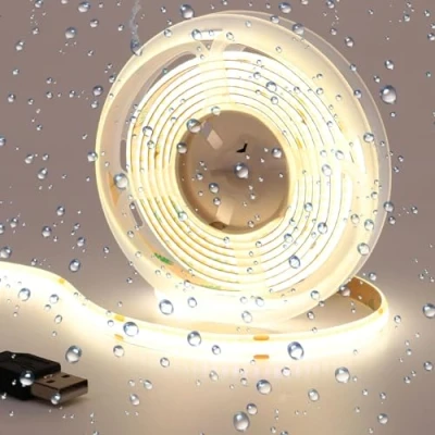 Afbeelding van GOMING 5V COB USB LED Strip Natuurlijk Wit 4000K IP65 Waterdicht 2M voeding 320LED/M CRI 93+ Uniforme Emissie Flexibel bandlichten voor DIY Decor