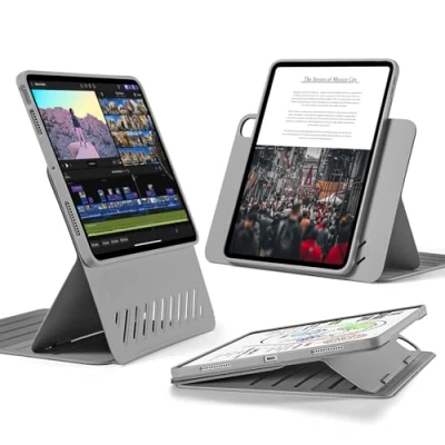 Afbeelding van ESR Hoes voor iPad Air 11 inch M2, 6/5/4 (2024/2022/2020), afneembare magnetische hoes, standaard in portret /landschapsformaat met verhoogd schermzicht, 9 standhoeken, shift serie, grijs