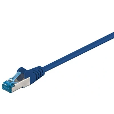 Afbeelding van Goobay CAT patchkabel, ethernetkabel, dubbel afgeschermd, S FTP, halogeenvrij, koper, RJ 45, vergulde contacten, div. Lengtes en kleuren., 3 Maanden, blauw, 1
