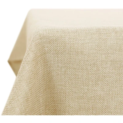 Afbeelding van Deconovo Linnen Tafelkleed Waterafstotend Afneembaar Tafeldoek Bescherming in Polyester Lotuseffect Stof voor Eettafel Feest Crème 140x250cm
