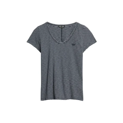 Afbeelding van Superdry Scoop NECK Tshirt print, Dames, Maat: 40, Deep navy optic stripe