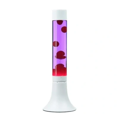 Afbeelding van Lavalamp aluminium glas wit paars rood feestzaal 37,5 cm G9 incl. gloeilamp Magma sfeerlicht retro tafellamp YVONNE