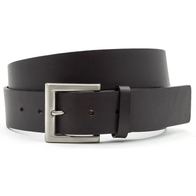 Afbeelding van JV Belts Jeansriem Bruin heren en dames riem 4 cm breed Echt Leer Taille: 95cm Totale lengte riem: 110cm