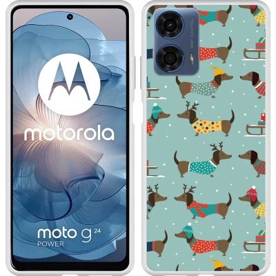 Afbeelding van Cazy Hoesje geschikt voor Motorola Moto E14 Siliconen Winterse Teckels