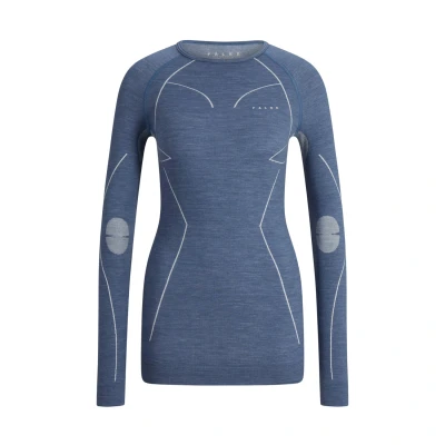 Afbeelding van FALKE Dames Top van onderlaag Wool Tech. Regular Fit W L/S SH Merino Thermo Ondergoed Sneldrogend Warm 1 Stuk, Blauw (Captain 6751), XL