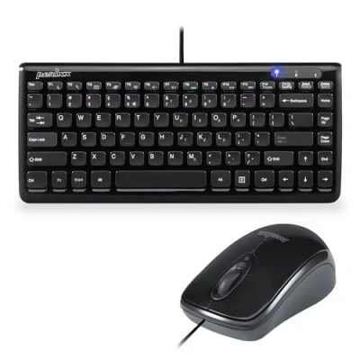 Afbeelding van Perixx PERIDUO 307 Bedrade Mini Toetsenbord en Muis Set, Membraan Chiclet Toetsen, Piano Zwart, US Engels Layout