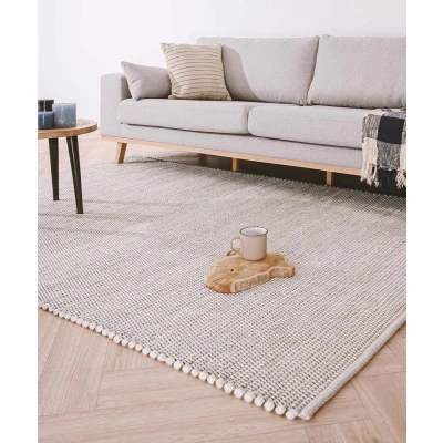 Afbeelding van Wollen Vloerkleed Lett Wit 160x230 Cm