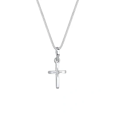 Afbeelding van Elli Halsketting dames kruis hanger met stergravure filigraan in 925 sterling zilver, 45 EU, Facetgeslepen, Zonder