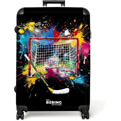 Afbeelding van NoBoringSuitcases.com® Koffer groot Reiskoffer lichtgewicht Hockey met verf Rolkoffer 4 wielen Grote trolley XL 98 liter bagage
