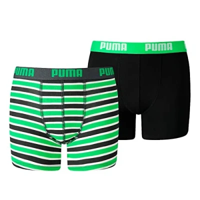 Afbeelding van Puma BOYS Basic Boxer Printed Stripe 2 PACK Onderbroeken voor kinderen, Maat: 164, Classic green