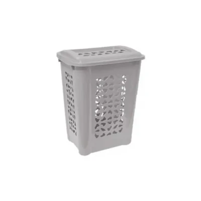 Afbeelding van keeeper Wasbox met gleuf en opklapbaar deksel, luchtdoorlatend, 60 l, Per, Nordic Grey