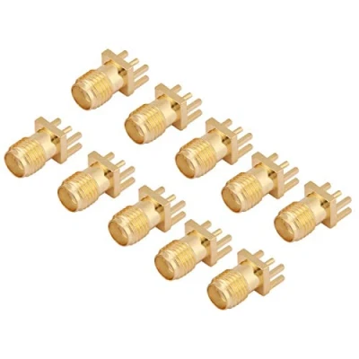 Afbeelding van Fydun SMA Socket 10 stuks messing Vrouwelijke Base Jack printplaatmontage 50 Ohm HF connectoren voor het aansluiten van antennelasprintplaten en antennebussen