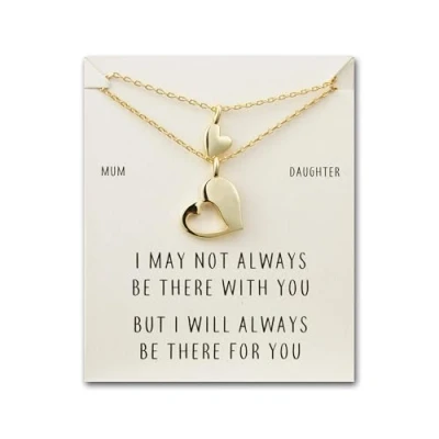 Afbeelding van Philip Jones Vergulde moeder dochter stuk van mijn hart ketting set, Verguld