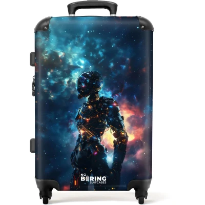Afbeelding van NoBoringSuitcases.com® Kinderkoffer groot Kindertrolley koffer Astronaut Sterrenhemel Rolkoffer lichtgewicht Reiskoffer met 4 wielen Grote trolley XL 20 kg bagage