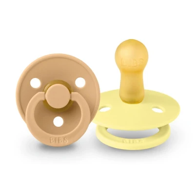 Afbeelding van BiBS Colour Pacifier Stage 1 Fopspeen 0+ maanden 2 stuks Desert Sand / Sunshine
