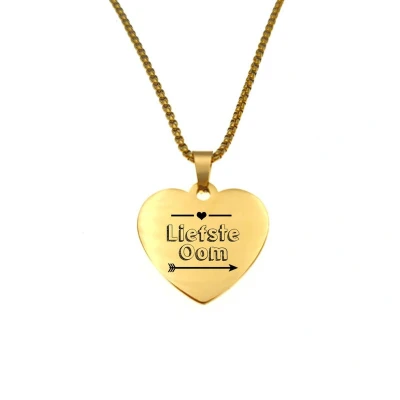 Afbeelding van Ketting RVS Hart Goud Liefste Oom