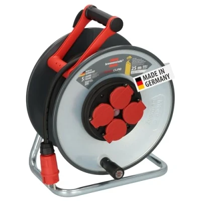 Afbeelding van Brennenstuhl Professional SteelCore kabelhaspel SC 2200 IP44 (25m H07RN F 3G2,5, trommellichaam van plaatstaal, bouwplaatsgebruik en permanent buitengebruik, Made in Germany)