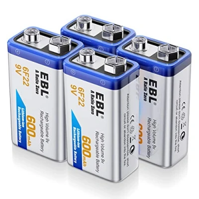 Afbeelding van EBL oplaadbare batterijen 9v 600mAh 4 stuks type li lon