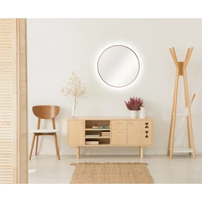 Afbeelding van TALOS Decoratieve ronde wandspiegel met indirecte LED verlichting in mat koper Ø 50 cm