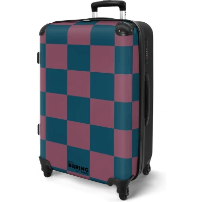Afbeelding van NoBoringSuitcases.com® Koffer groot Rolkoffer lichtgewicht Kleurrijke schaakbord print Reiskoffer met 4 wielen Grote trolley XL 20 kg bagage