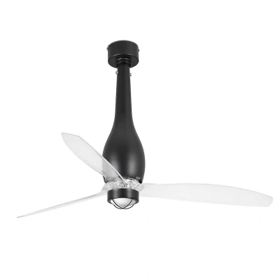 Afbeelding van Faro Lighting Eterfan LED mat zwart, transparante plafondventilator met DC motor, 3000K