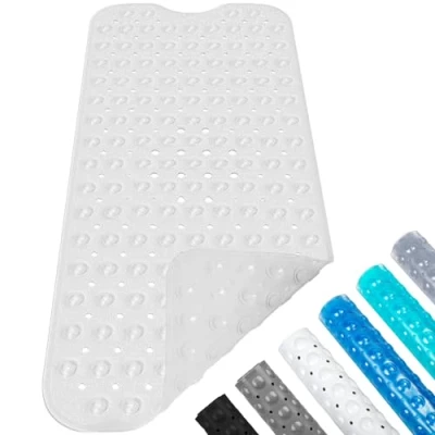 Afbeelding van Badmat 100 x 40 cm, douchemat, badmat, antislipmat, antislip, machinewasbaar (transparant)