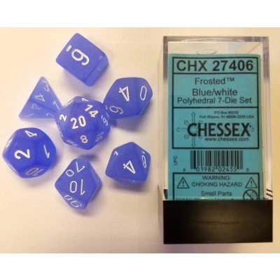Afbeelding van Chessex Frosted Blue/wit Polydice Dobbelsteen Set (7 stuks)