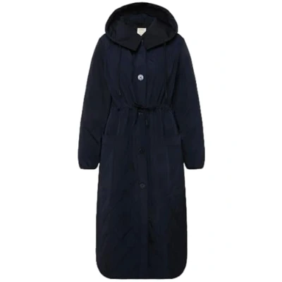 Afbeelding van Ulla Popken Quilted Drawstring Winterjas, Dames, Maat: 54/56, Navy blue