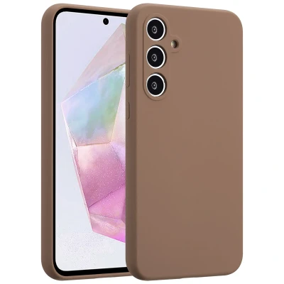 Afbeelding van Accezz Hoesje Geschikt voor Samsung Galaxy A35 Liquid Silicone Backcover Lichtbruin