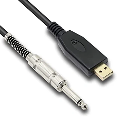 Afbeelding van USB Gitaarkabel, MEIRIYFA naar 6.35mm 1/4&quot; TS Male Mono Elektrische Gitaar Converter Kabel, Computer Connector Cord Adapter voor Instrumenten Opname Zingen 3M/10ft