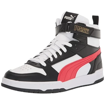 Afbeelding van PUMA RBD Game Sneaker voor heren, Wit hoog risico Rood Zwart Team Goud, 44 EU