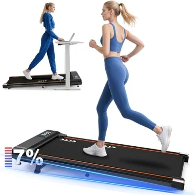 Afbeelding van VOWVIT loopband voor thuis, wandelpad, met led display, 2 in 1 loopband, bureau, 2,25 pk motor, 6 km/u snelheid, jaar garantie (7% helling Bluetooth)