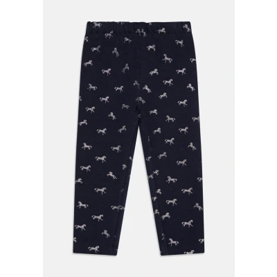Afbeelding van NAME IT MINI fleece legging NMFTAVINA met all over print donkerblauw/wit