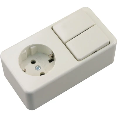 Afbeelding van Stopcontact met schakelaar Berker (Opbouw, Randaarde, Serie, Wit)