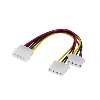 Afbeelding van PC voeding Y stroomkabel intern Molex 1x 4 pins stekker op 2x bus aansluiting verdubbelen 5 Stck