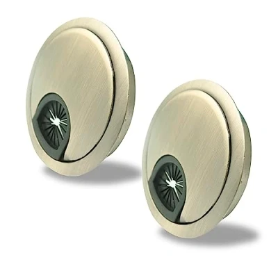 Afbeelding van SyiXute 2 stuks 60 mm bureaukabel doorvoeringen, zinklegering computer desktop kabelkoord ronde gat cover voor thuis en kantoor tafel (Brons)